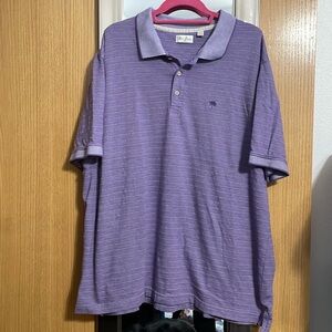 Palm Beach 2XL Classic Fit purple and white striped 3 button golf polo shirt